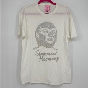 Slammin’ Haiming Rhinestone Mask Wrestler Graphic Tee Sz XL